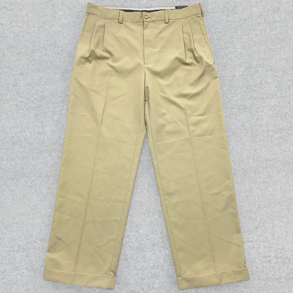 Callaway Golf Pants Mens 36x30 Beige Chinchilla Pleated Cuffed Performance NEW
